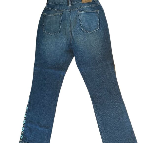 Ladies Vintage Beaded Jeans by Lauren.  Aztec Design, High Rise, Size 6 - Picture 2 of 12
